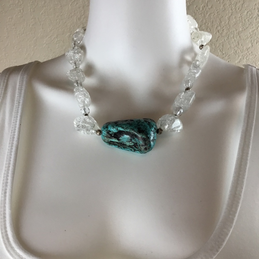 Unique Boho Chunk Stone Necklace.